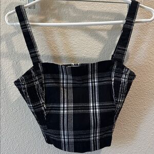Hollister Black and White Plaid crop Top
